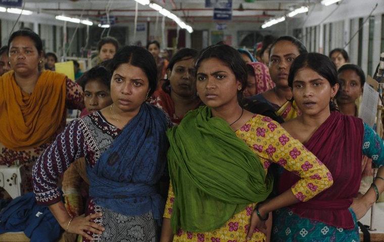 Scene of a group of women workers in the film Made in Bangladesh