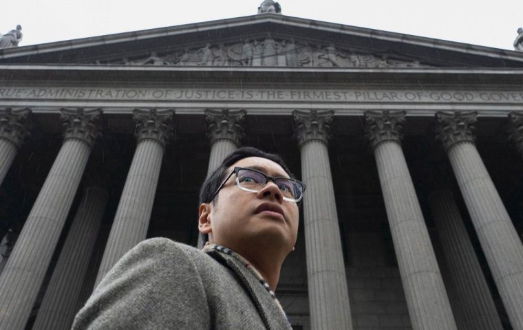 Lawyer outside of courthouse