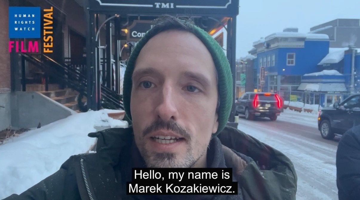  Filmmaker Marek Kozakiewicz talks to the camera